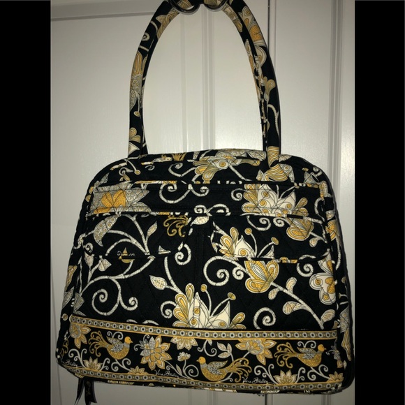 Vera Bradley Black and Yellow Print Hand Bag - Picture 1 of 4